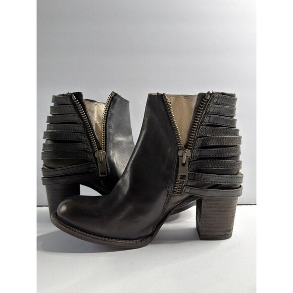 Freebird by Steven Hermosa Leather Buckle Ankle Booties Women's 11 Rare - Picture 4 of 8